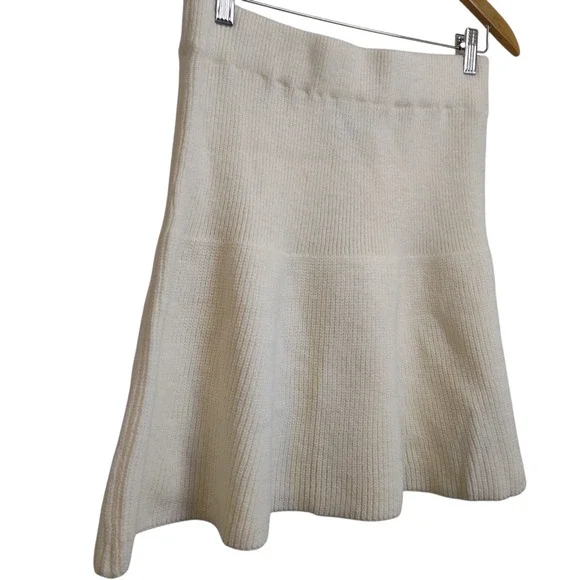 Mable Skirt Womens Large Cream Rib Knit Flare Soft Stretch Fall Preppy - Picture 5 of 13